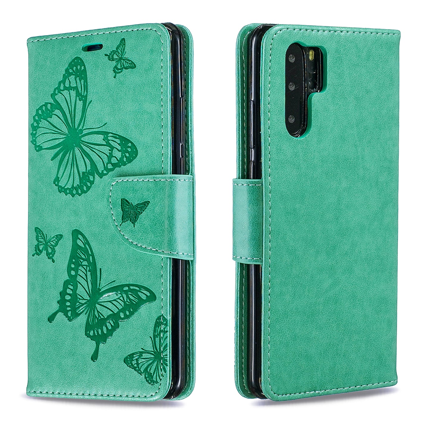 For Huawei P30 Pro PU Leather Imprint Butterflies Phone Case