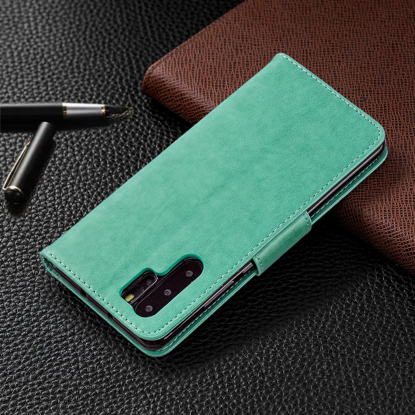 For Huawei P30 Pro PU Leather Imprint Butterflies Phone Case