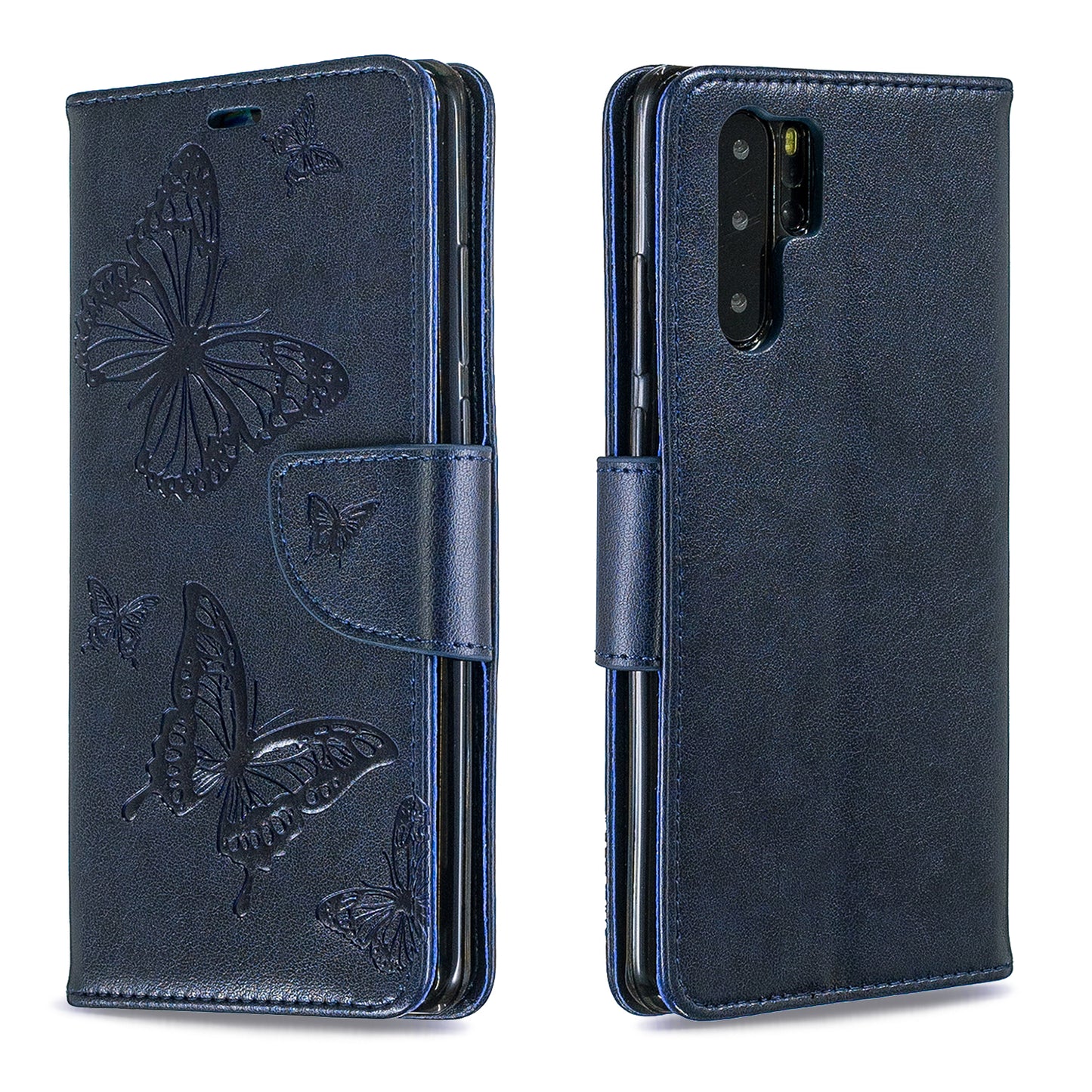 For Huawei P30 Pro PU Leather Imprint Butterflies Phone Case