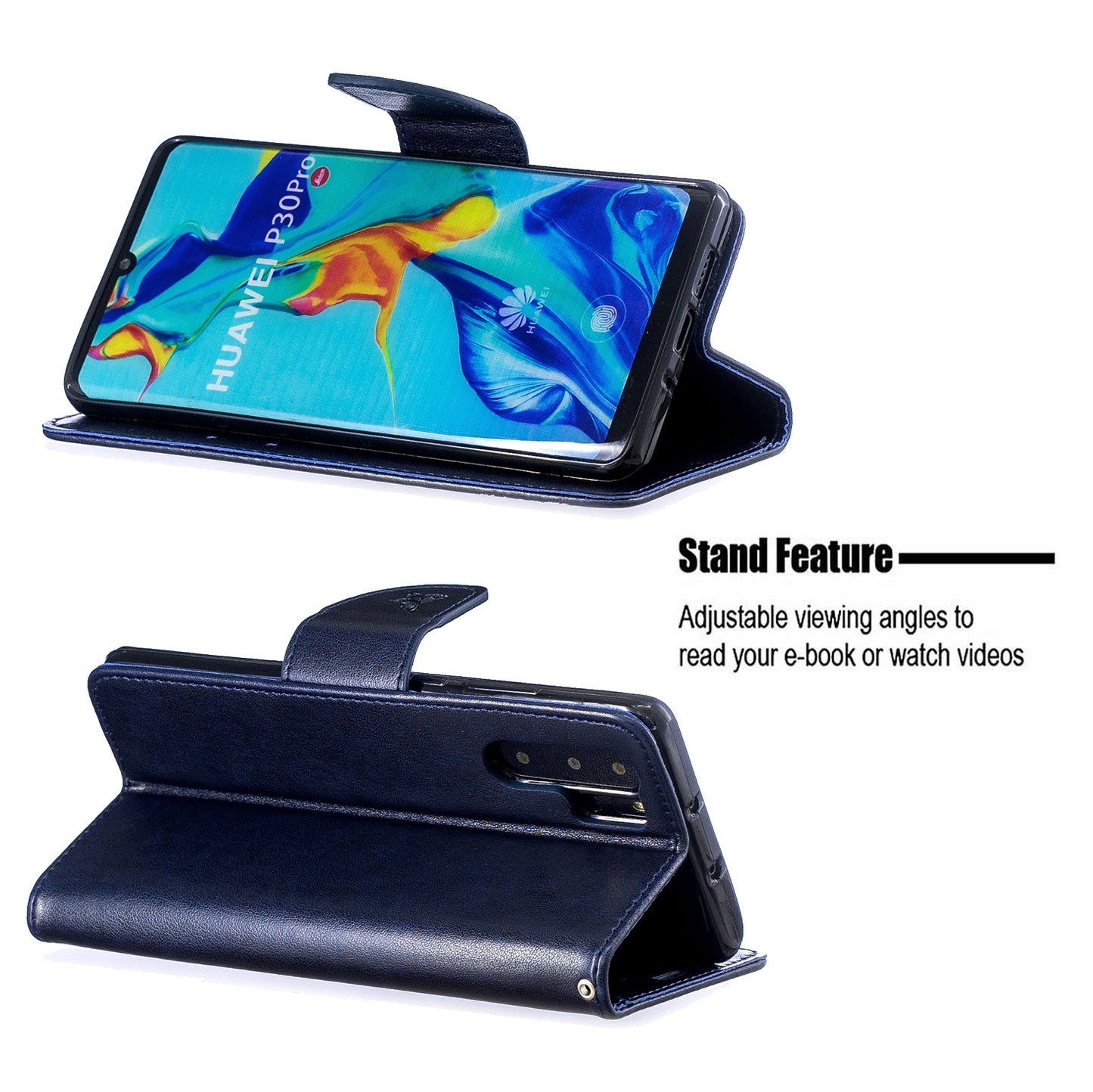 For Huawei P30 Pro PU Leather Imprint Butterflies Phone Case
