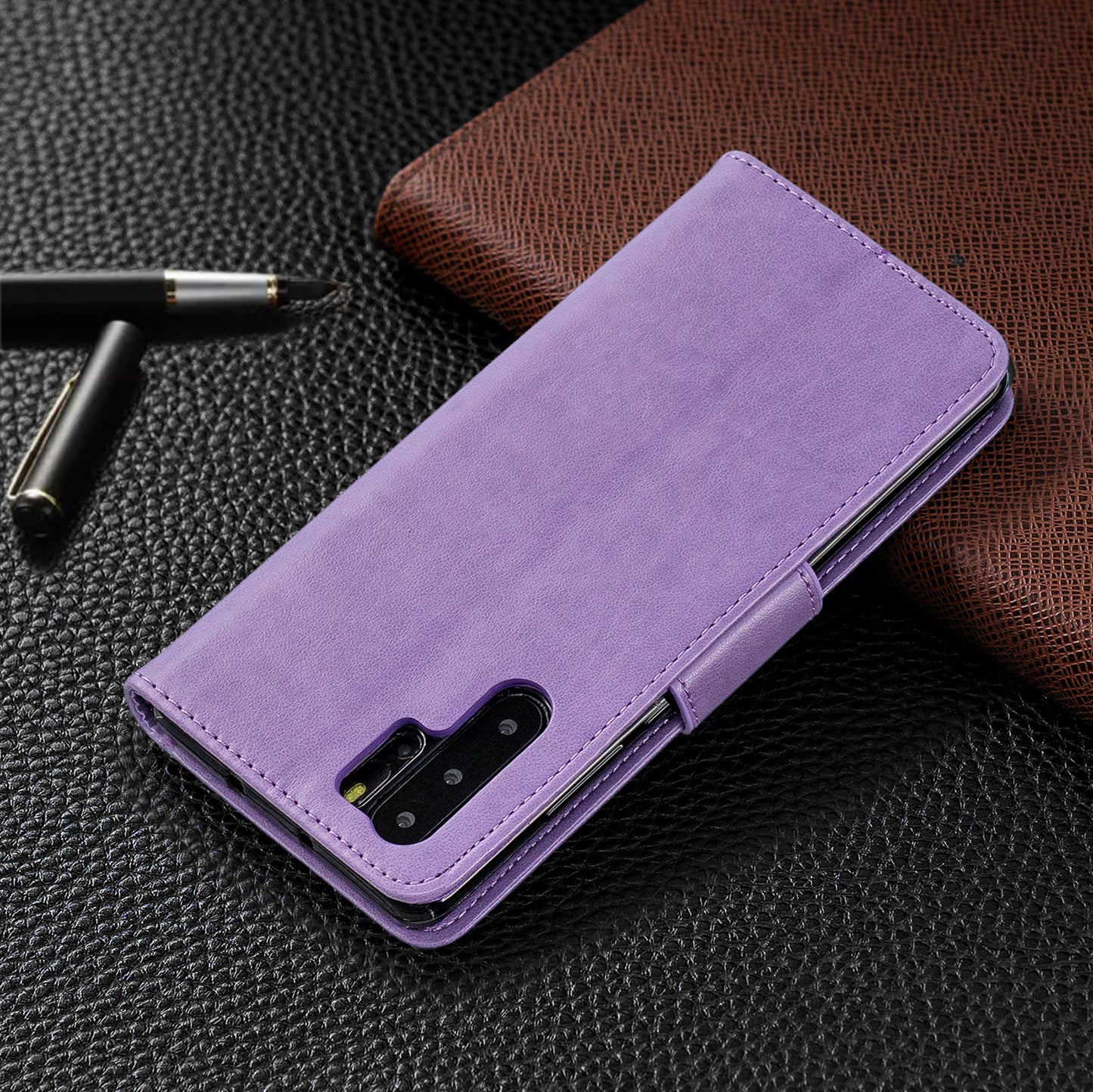 For Huawei P30 Pro PU Leather Imprint Butterflies Phone Case