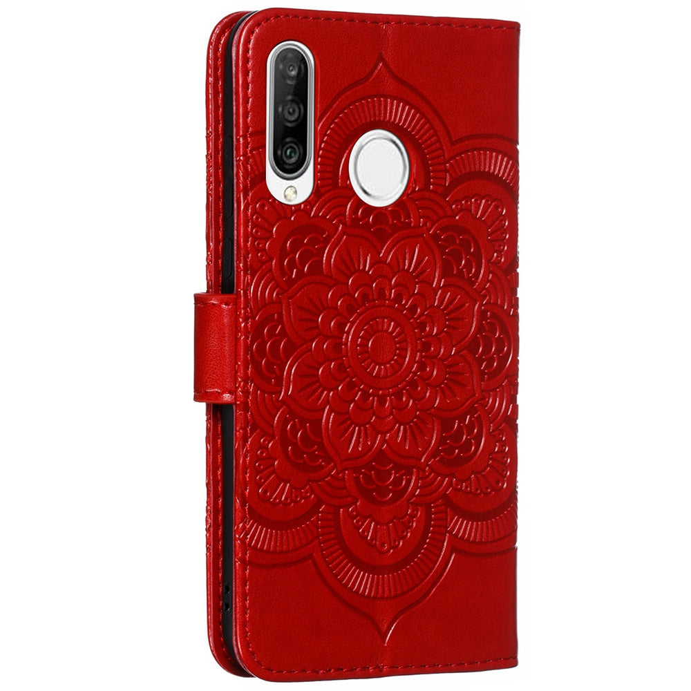 For Huawei P30 Lite/nova 4e/P30 lite New Edition Imprint Mandala Flower Phone Cover Case Leather Wallet
