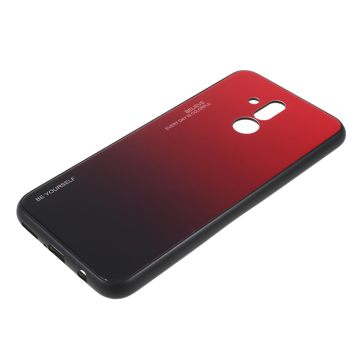 For Huawei Mate 20 Lite Gradient Color Glass + PC + TPU Hybrid Case