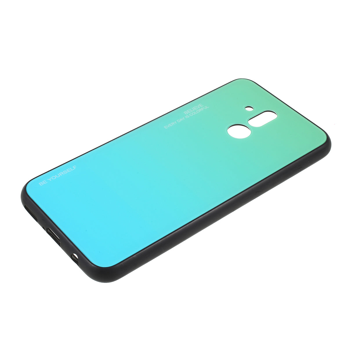 For Huawei Mate 20 Lite Gradient Color Glass + PC + TPU Hybrid Case