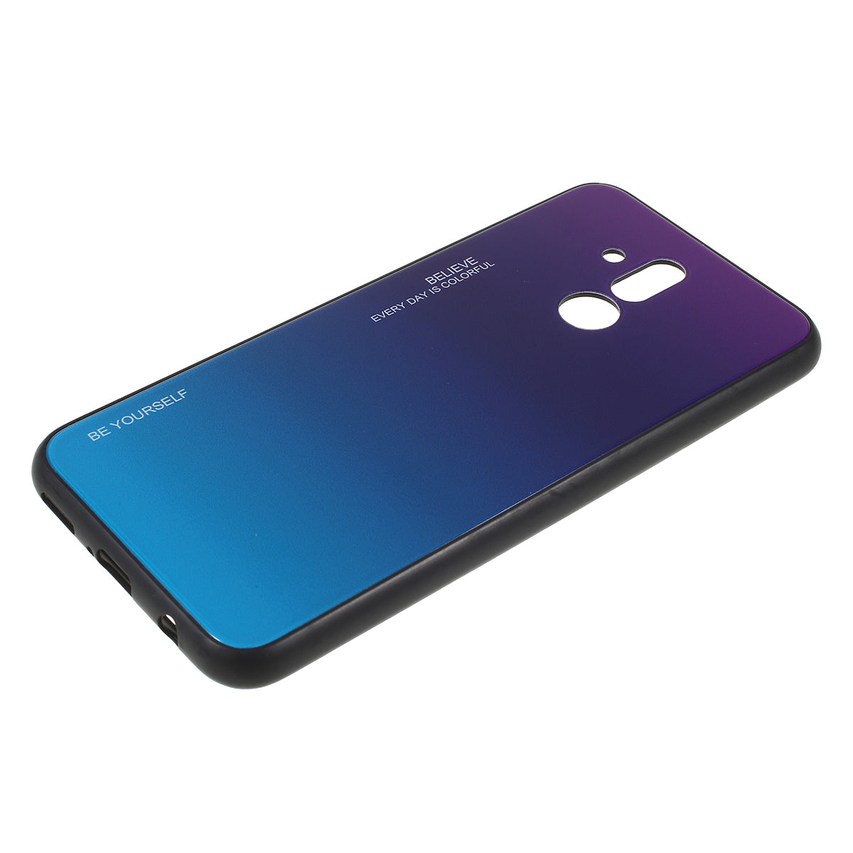For Huawei Mate 20 Lite Gradient Color Glass + PC + TPU Hybrid Case