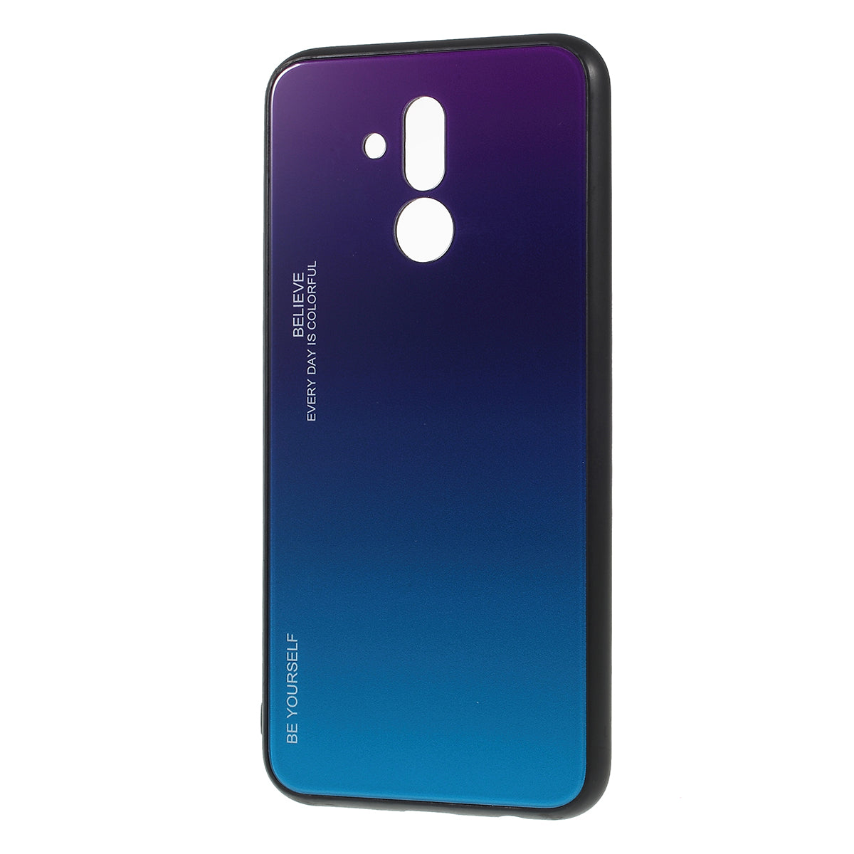 For Huawei Mate 20 Lite Gradient Color Glass + PC + TPU Hybrid Case
