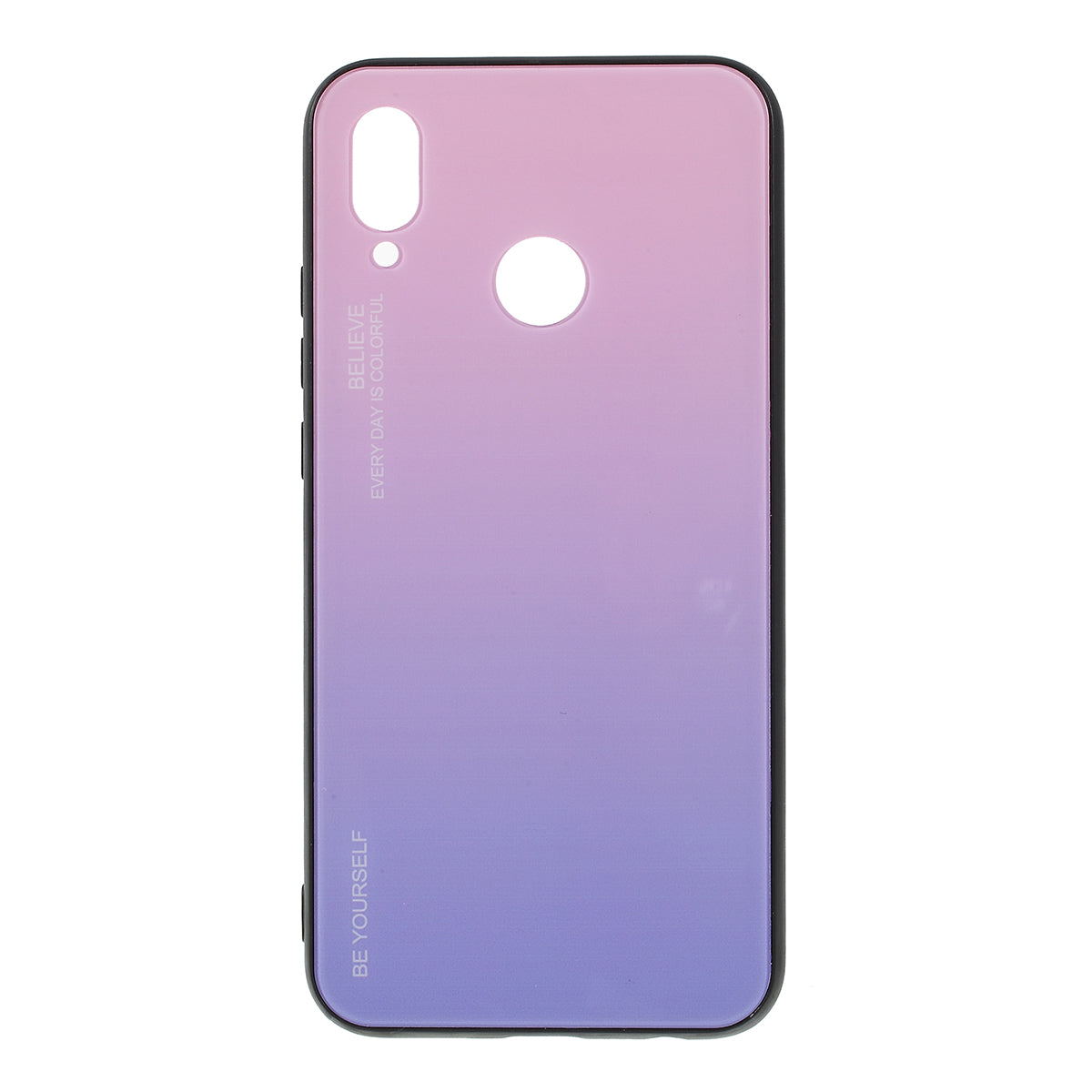 For Huawei P20 Lite / Nova 3e Gradient Color Glass + PC + TPU Hybrid Case