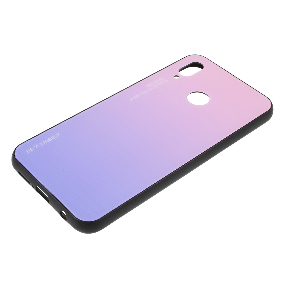 For Huawei P20 Lite / Nova 3e Gradient Color Glass + PC + TPU Hybrid Case