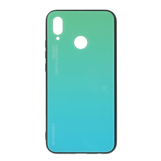 For Huawei P20 Lite / Nova 3e Gradient Color Glass + PC + TPU Hybrid Case