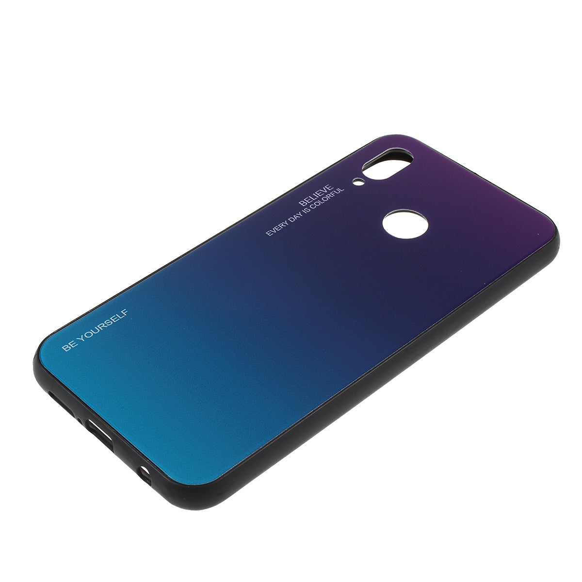 For Huawei P20 Lite / Nova 3e Gradient Color Glass + PC + TPU Hybrid Case
