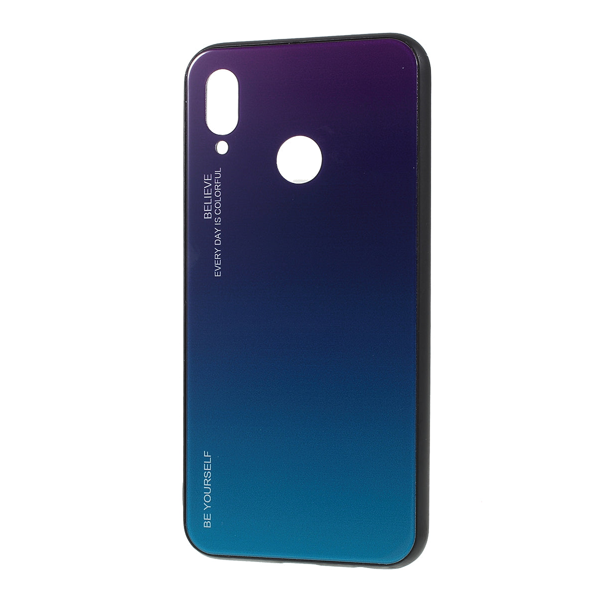 For Huawei P20 Lite / Nova 3e Gradient Color Glass + PC + TPU Hybrid Case