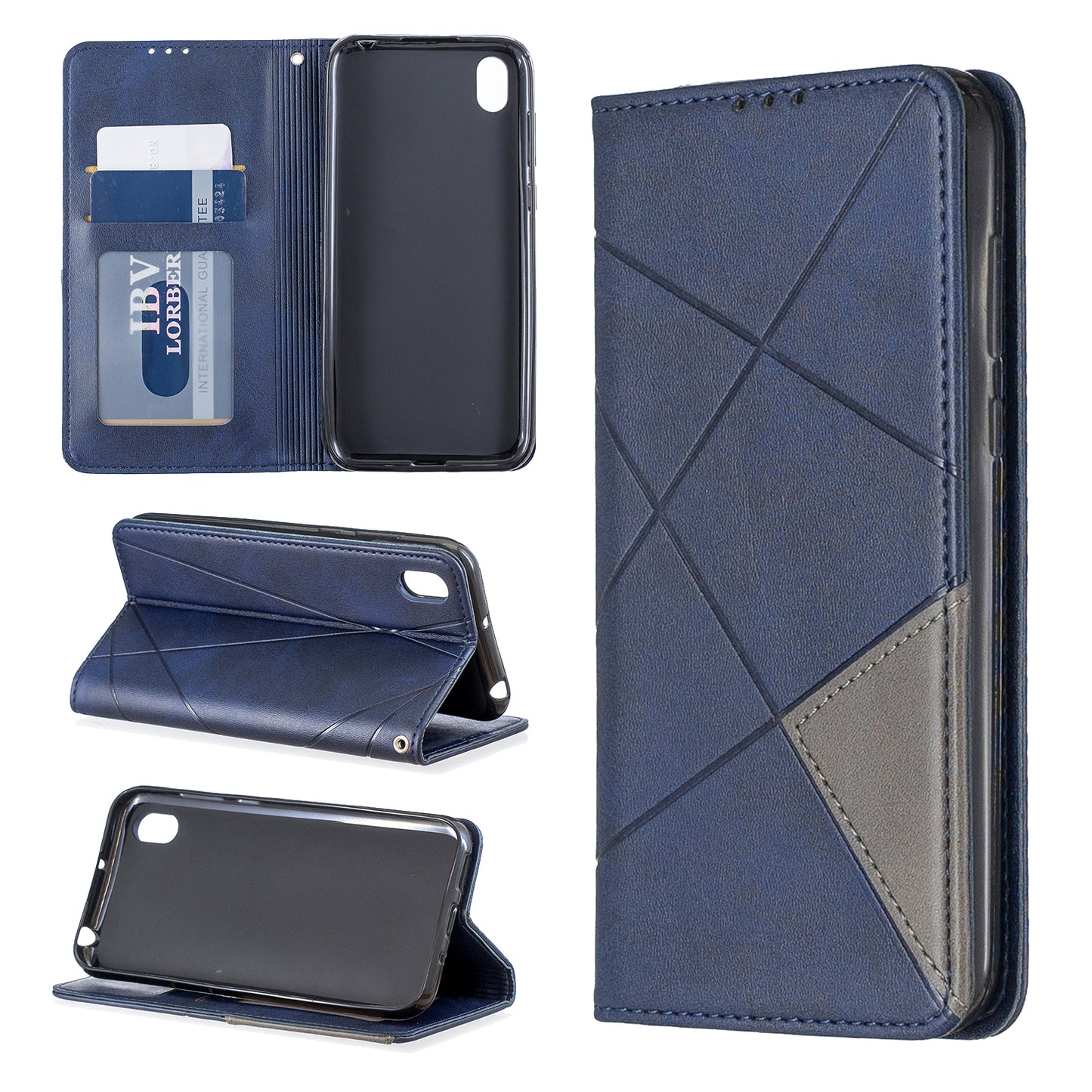 Geometric Pattern Leather Card Holder Case for Huawei Y5 (2019) / Honor 8S