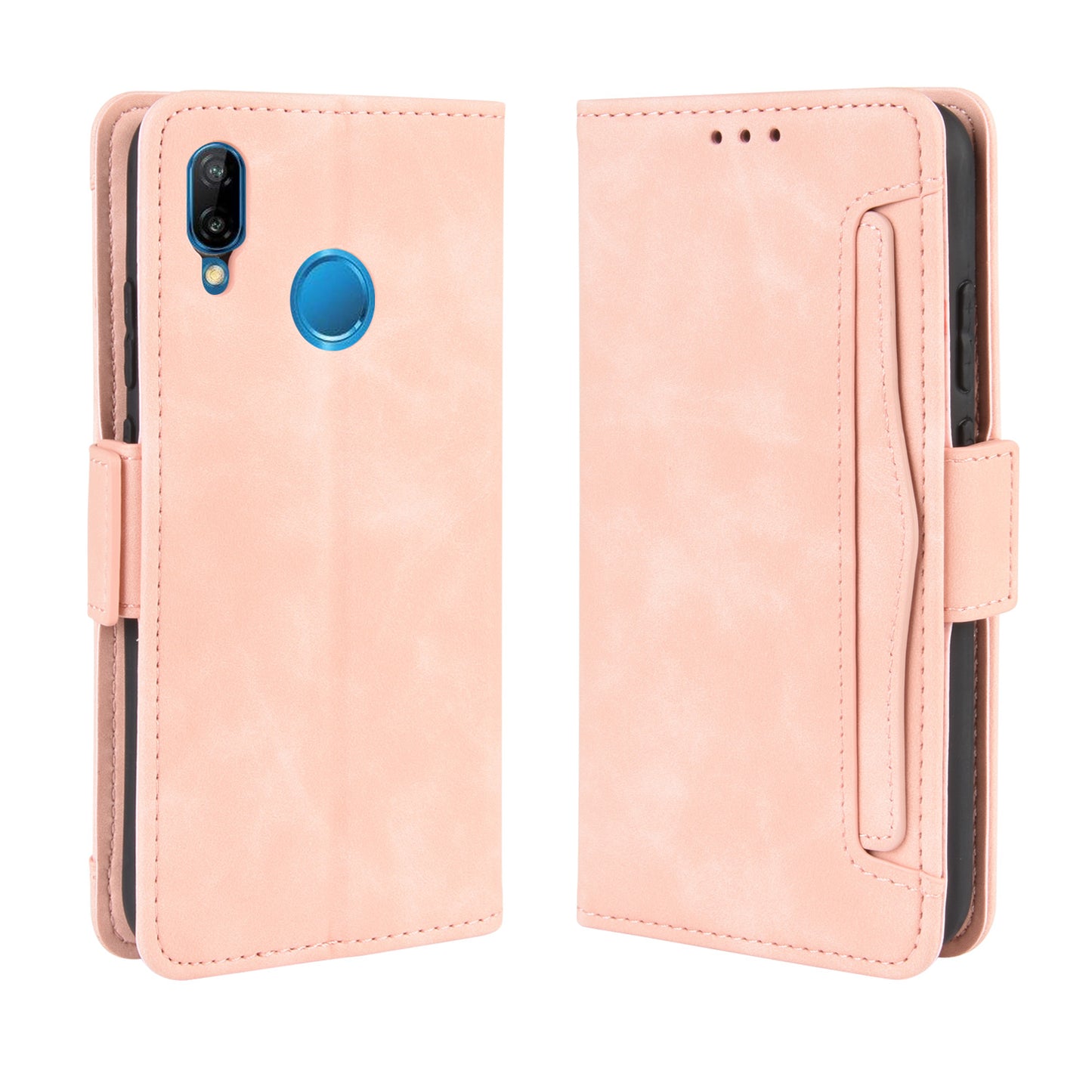 For Huawei P20 Lite (2018)/Nova 3e Protective Shell Leather Wallet Stand with Multiple Card Slots Phone Case