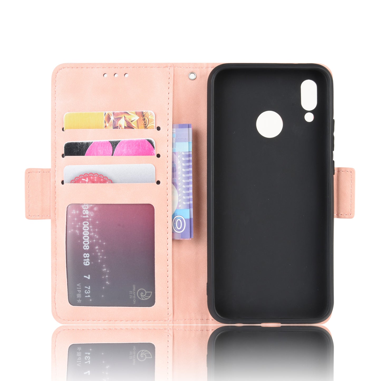 For Huawei P20 Lite (2018)/Nova 3e Protective Shell Leather Wallet Stand with Multiple Card Slots Phone Case