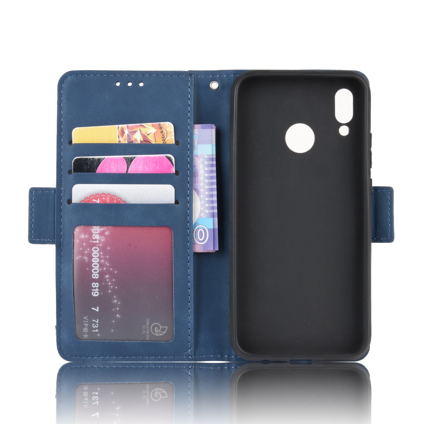 For Huawei P20 Lite (2018)/Nova 3e Protective Shell Leather Wallet Stand with Multiple Card Slots Phone Case