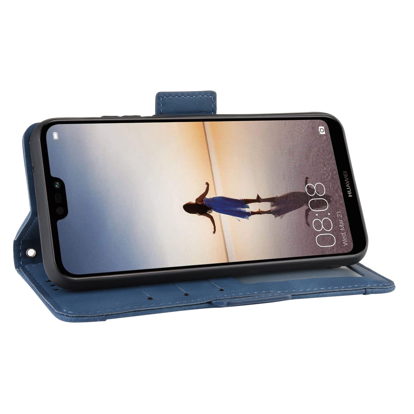 For Huawei P20 Lite (2018)/Nova 3e Protective Shell Leather Wallet Stand with Multiple Card Slots Phone Case