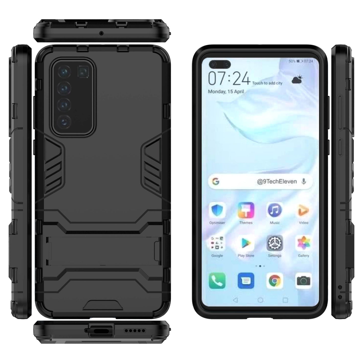 2-in-1 Plastic + TPU Phone Shell with Kickstand Cover for Huawei P40