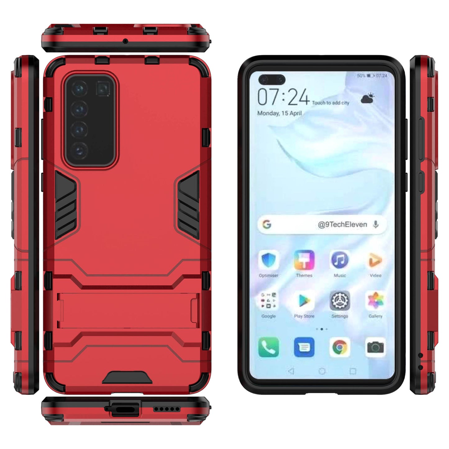 2-in-1 Plastic + TPU Phone Shell with Kickstand Cover for Huawei P40