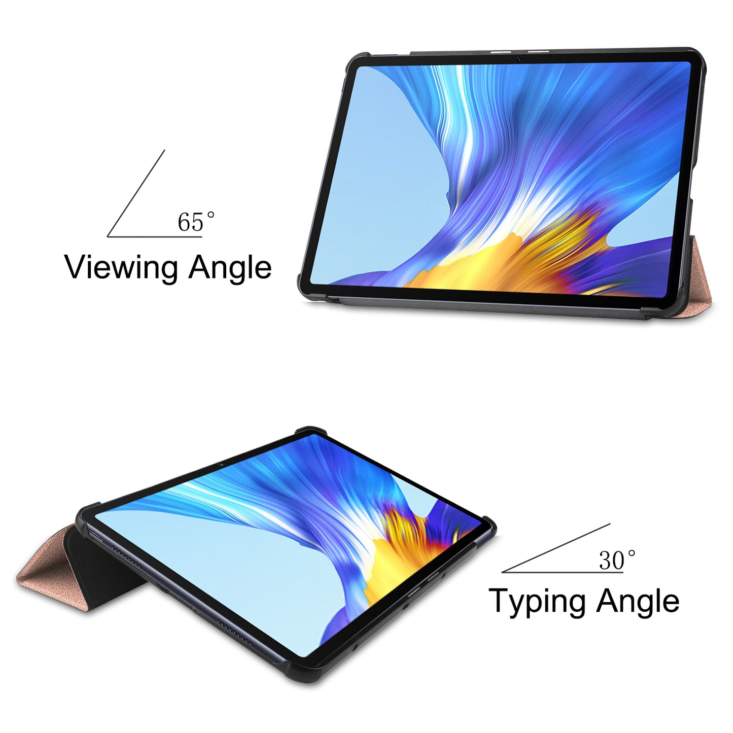 For Huawei MatePad 10.4 (2020)/(2022)/Honor V6 PU Leather Case Protective Shell Shockproof Three-fold Stand Tablet Cover