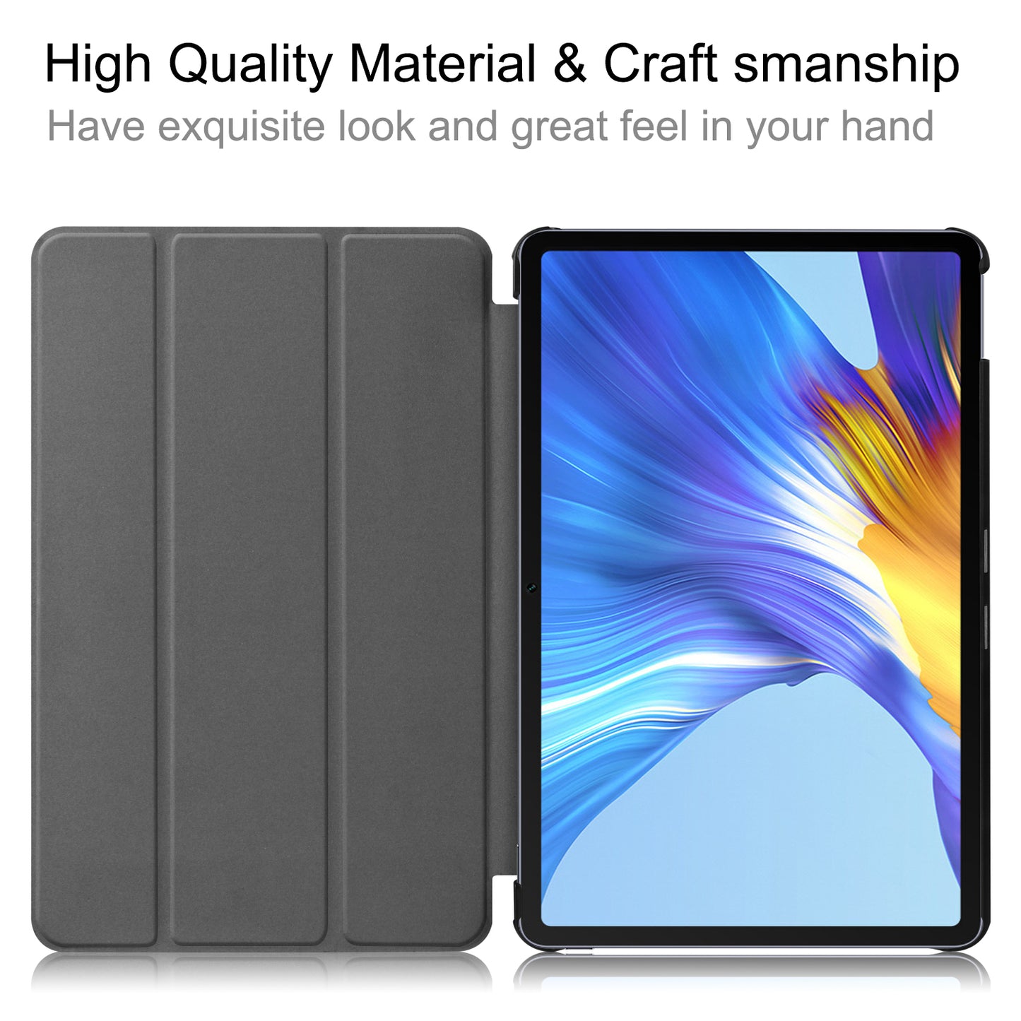 For Huawei MatePad 10.4 (2020)/(2022)/Honor V6 PU Leather Case Protective Shell Shockproof Three-fold Stand Tablet Cover