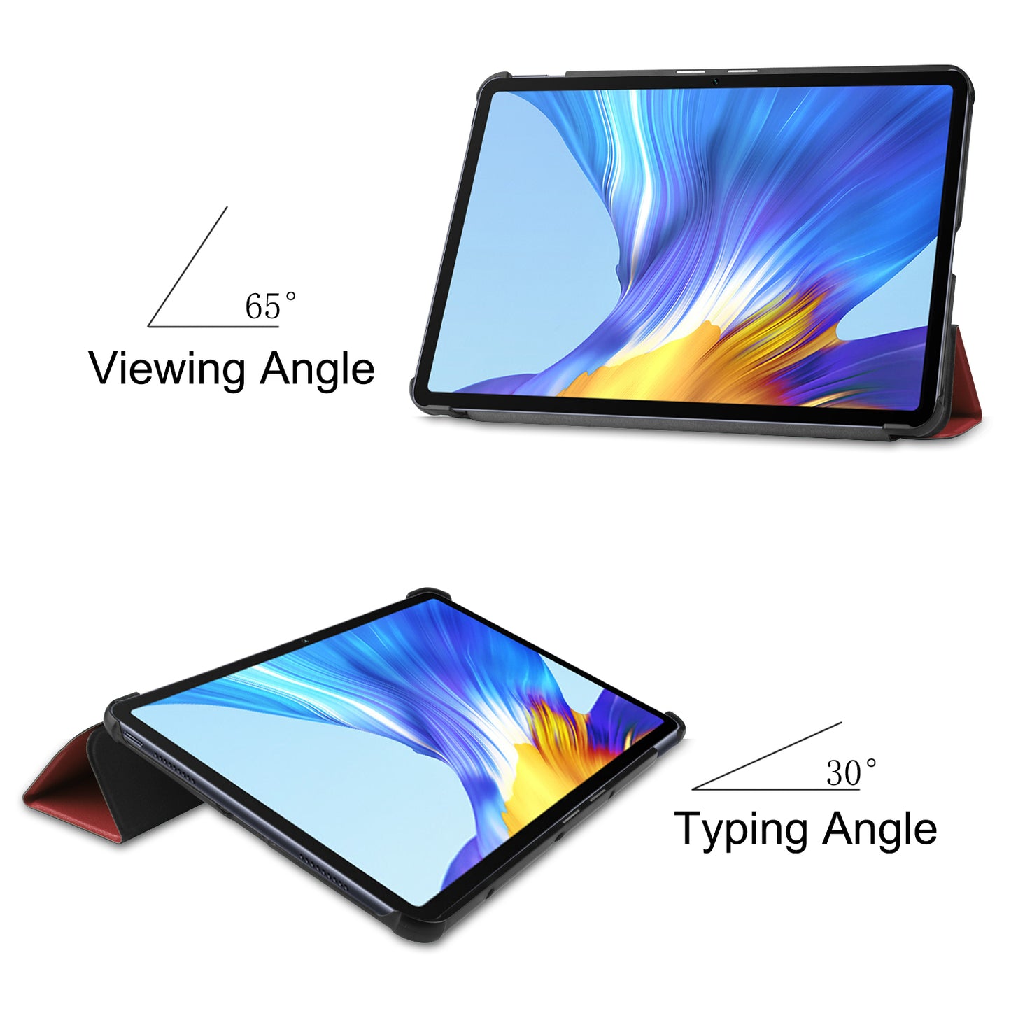 For Huawei MatePad 10.4 (2020)/(2022)/Honor V6 PU Leather Case Protective Shell Shockproof Three-fold Stand Tablet Cover