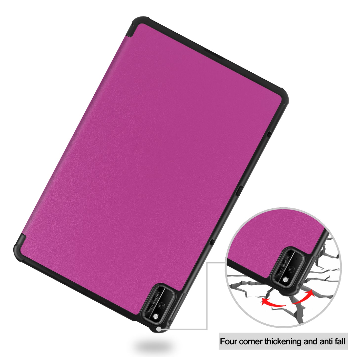 For Huawei MatePad 10.4 (2020)/(2022)/Honor V6 PU Leather Case Protective Shell Shockproof Three-fold Stand Tablet Cover