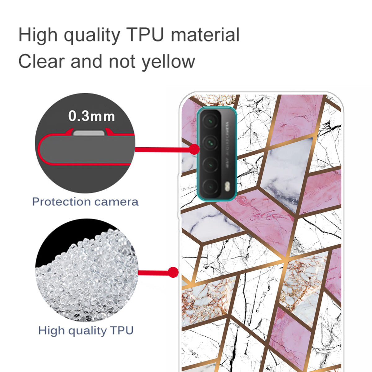 Marble Pattern Printing Design TPU Case for Huawei P Smart 2021 / Y7a