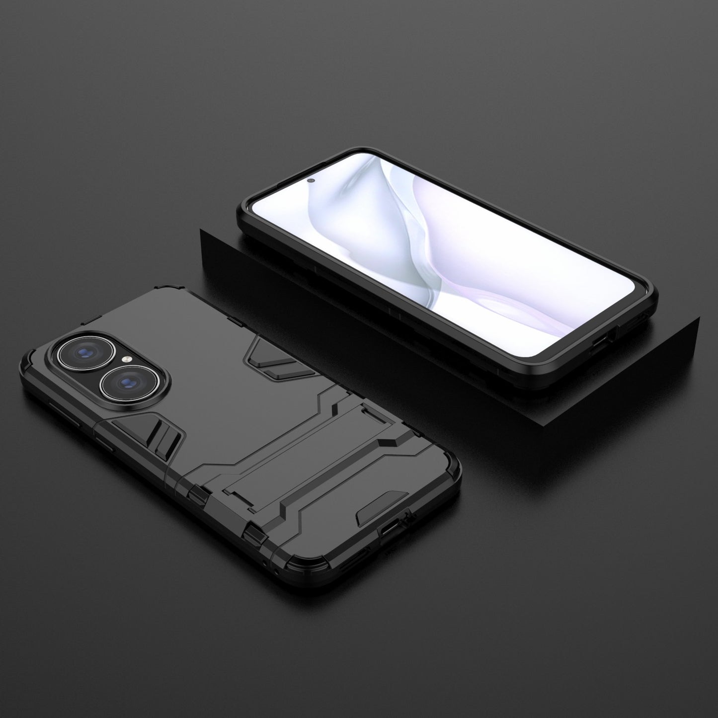 2 in 1 Full Protection Hybrid Phone Protector Cover Case with Kickstand Design for Huawei P50