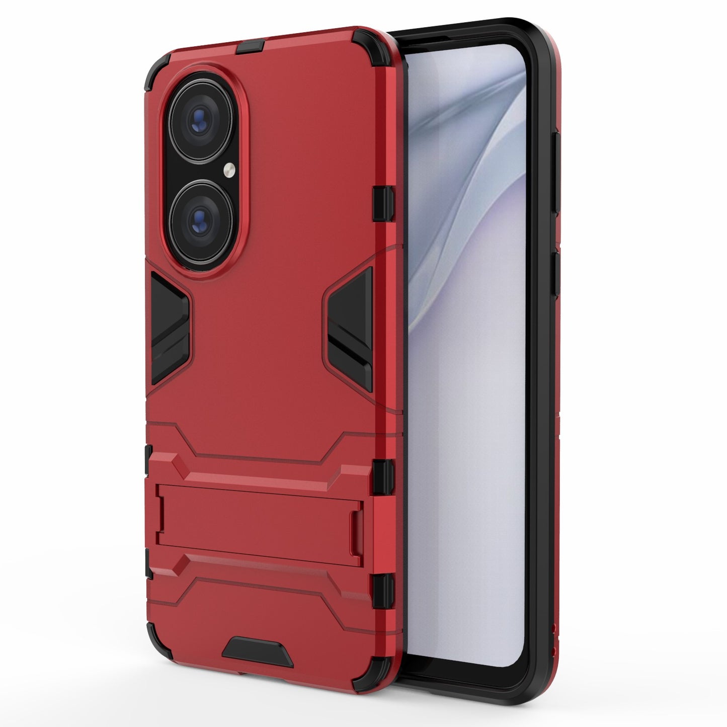 2 in 1 Full Protection Hybrid Phone Protector Cover Case with Kickstand Design for Huawei P50