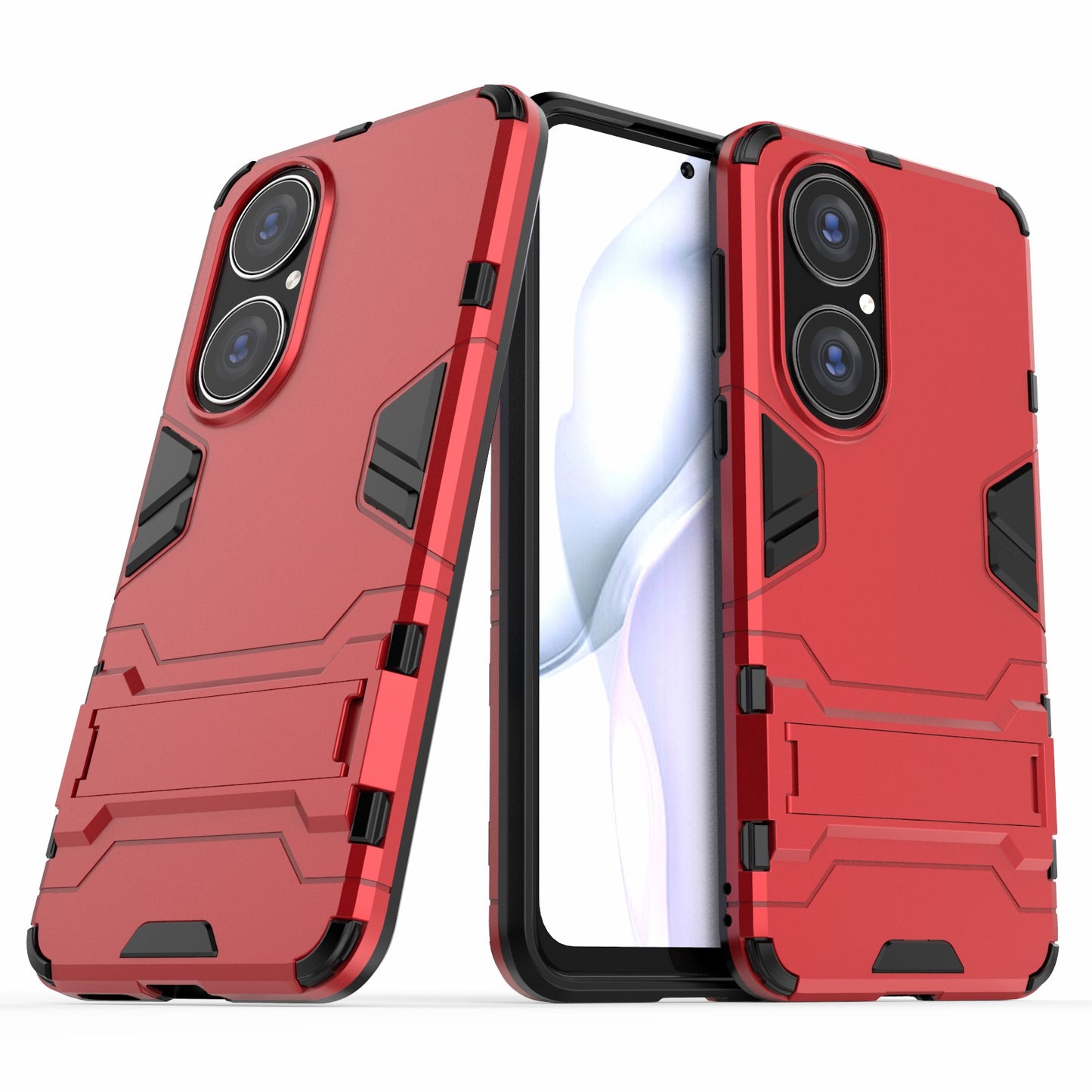 2 in 1 Full Protection Hybrid Phone Protector Cover Case with Kickstand Design for Huawei P50