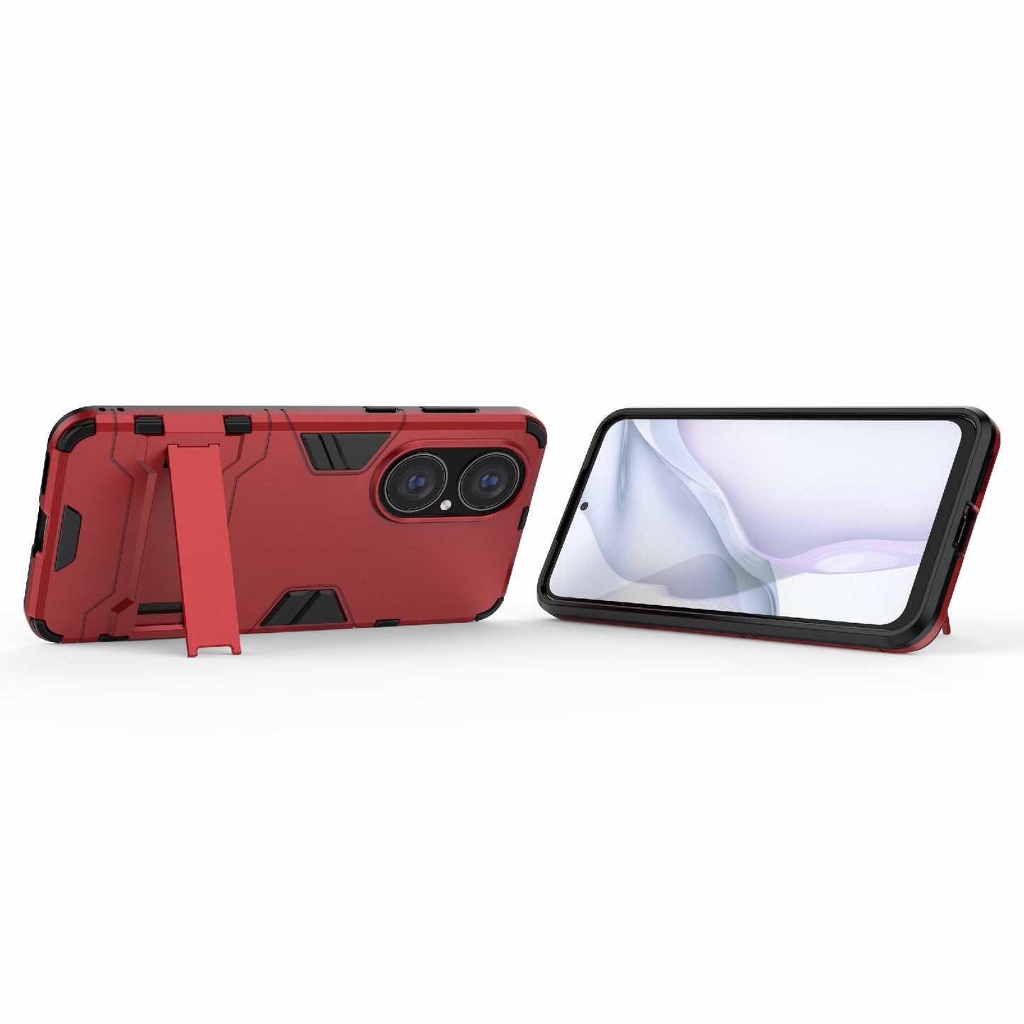 2 in 1 Full Protection Hybrid Phone Protector Cover Case with Kickstand Design for Huawei P50