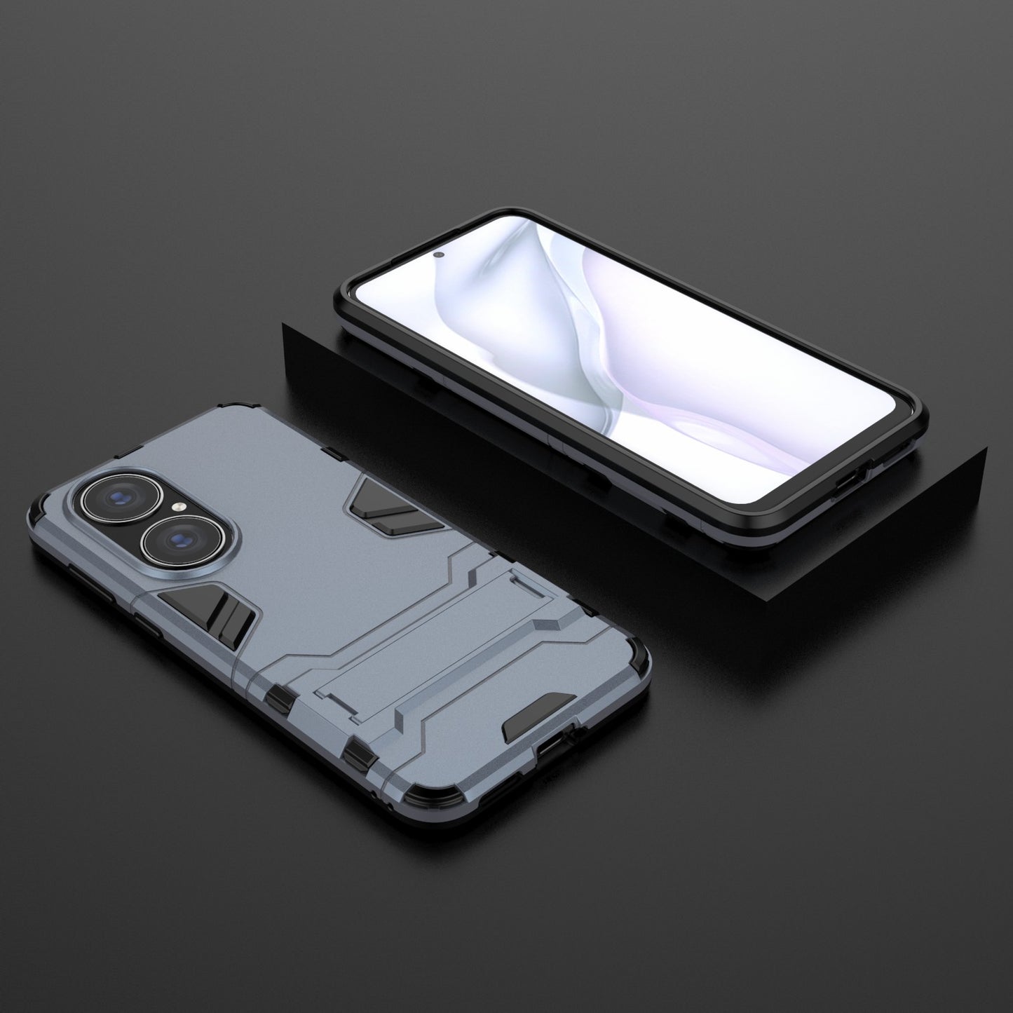 2 in 1 Full Protection Hybrid Phone Protector Cover Case with Kickstand Design for Huawei P50