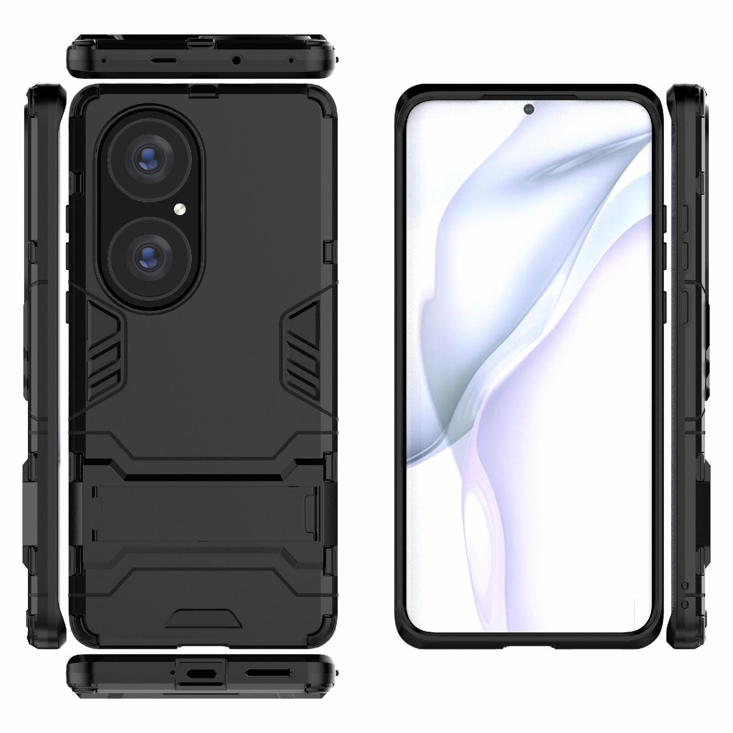 2 in 1 Kickstand Design Hybrid Phone Protector Full Protection Cover Case for Huawei P50 Pro
