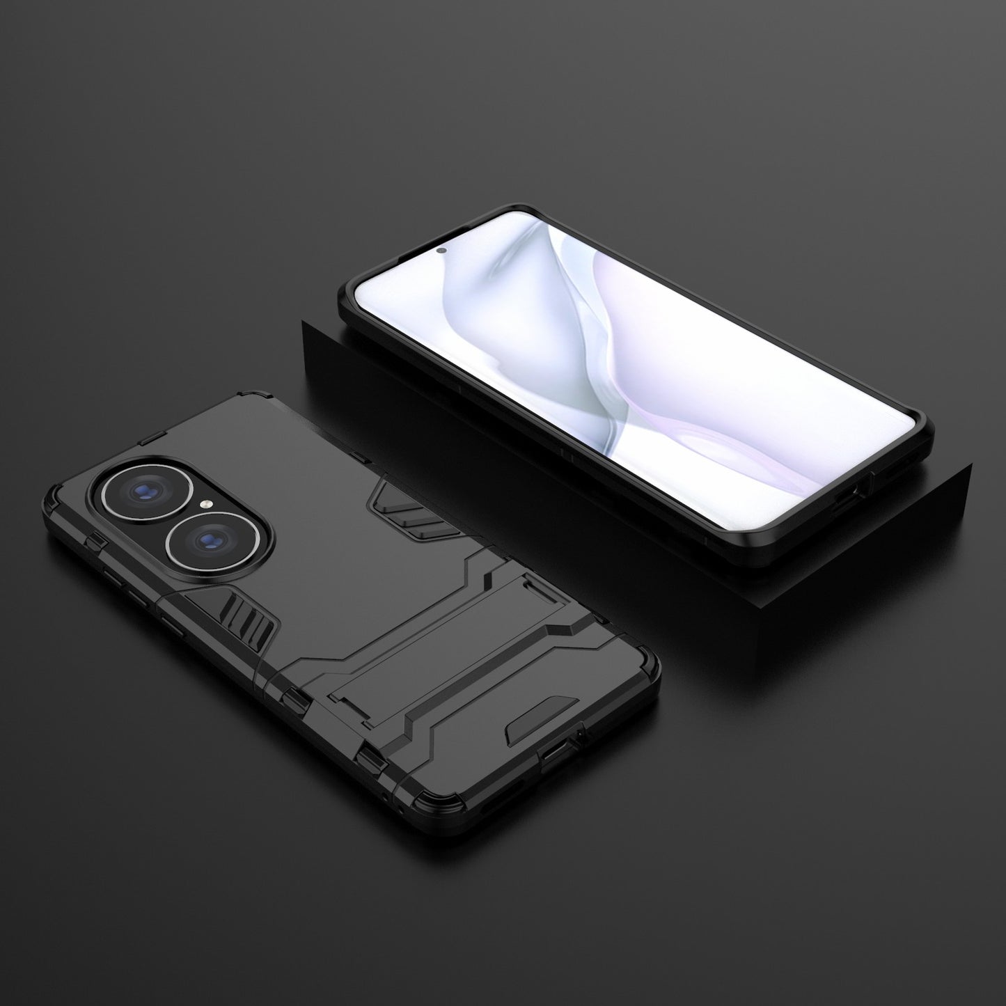 2 in 1 Kickstand Design Hybrid Phone Protector Full Protection Cover Case for Huawei P50 Pro