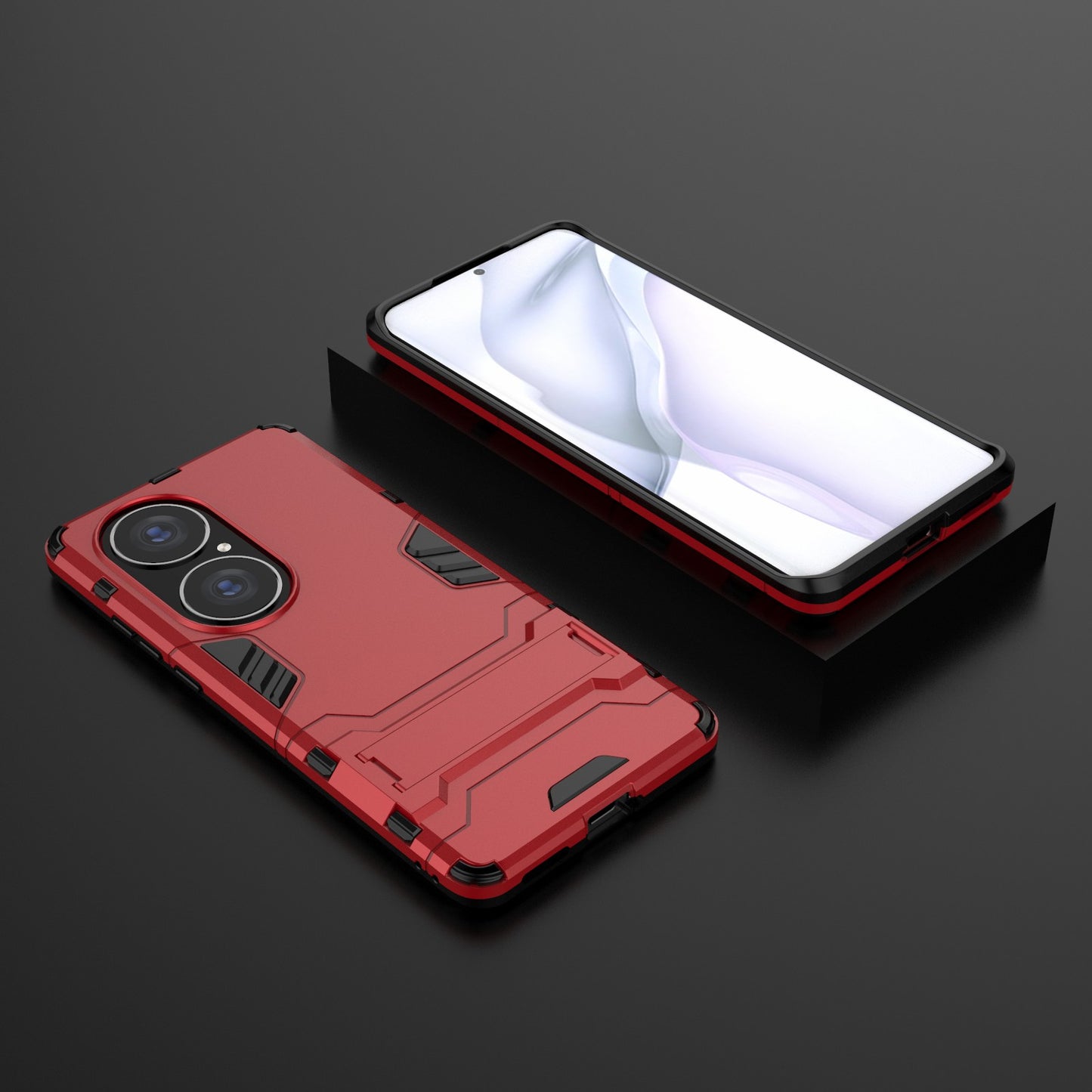 2 in 1 Kickstand Design Hybrid Phone Protector Full Protection Cover Case for Huawei P50 Pro