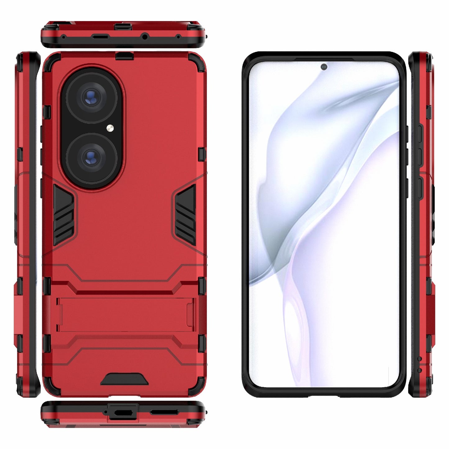 2 in 1 Kickstand Design Hybrid Phone Protector Full Protection Cover Case for Huawei P50 Pro