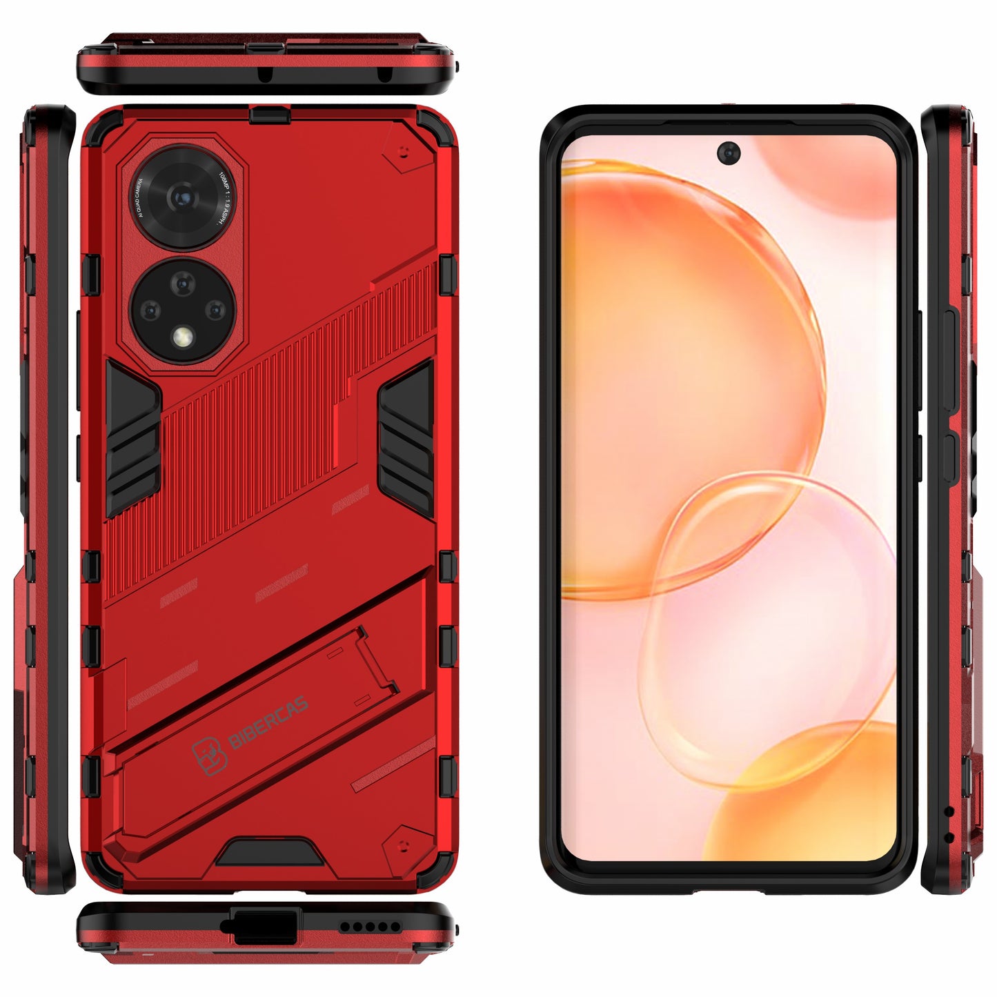 PC + TPU Hybrid Phone Case Shockproof Cover with Kickstand for Honor 50