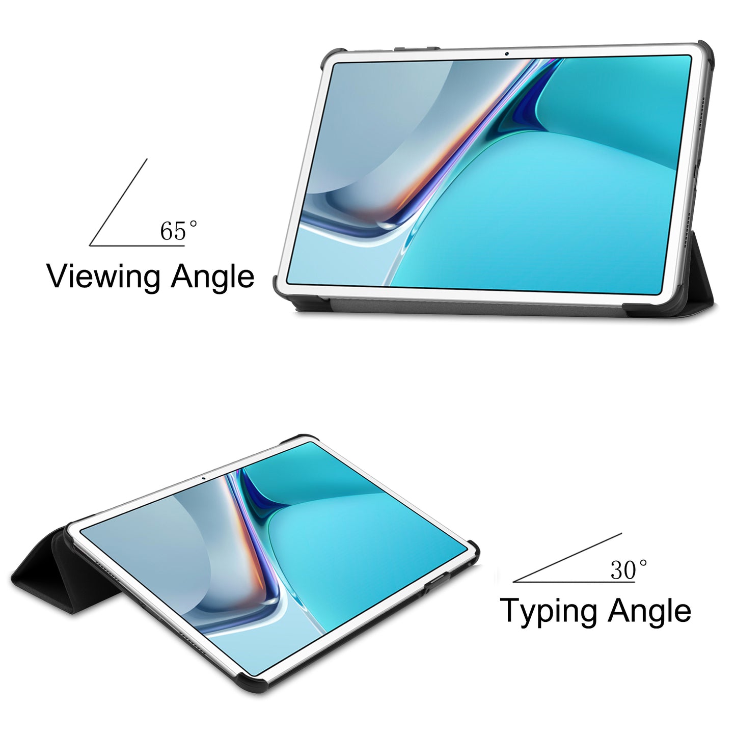 For Huawei MatePad 11 (2021) Protective Case Shockproof PU Leather Tablet Shell Three-fold Stand Cover Support Auto Wake/Sleep