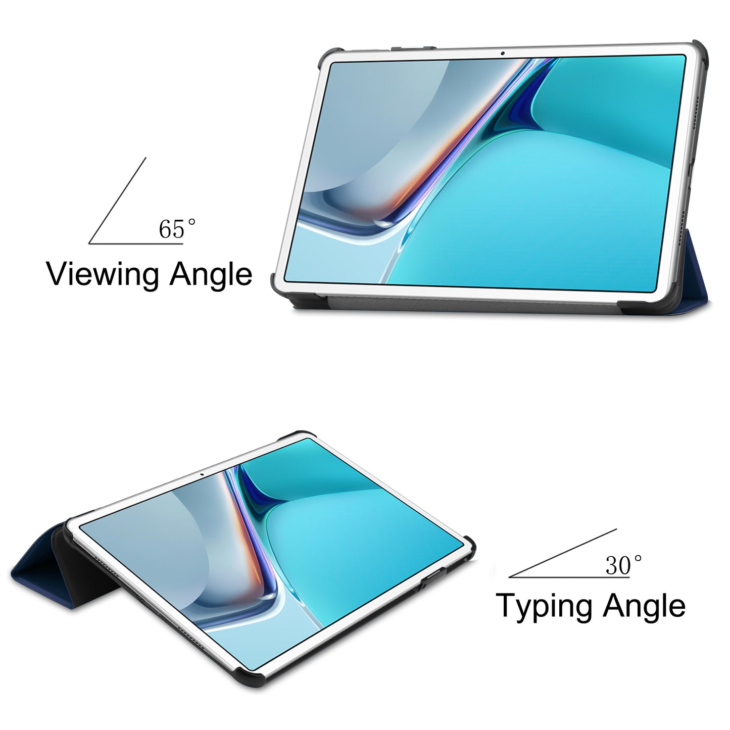 For Huawei MatePad 11 (2021) Protective Case Shockproof PU Leather Tablet Shell Three-fold Stand Cover Support Auto Wake/Sleep