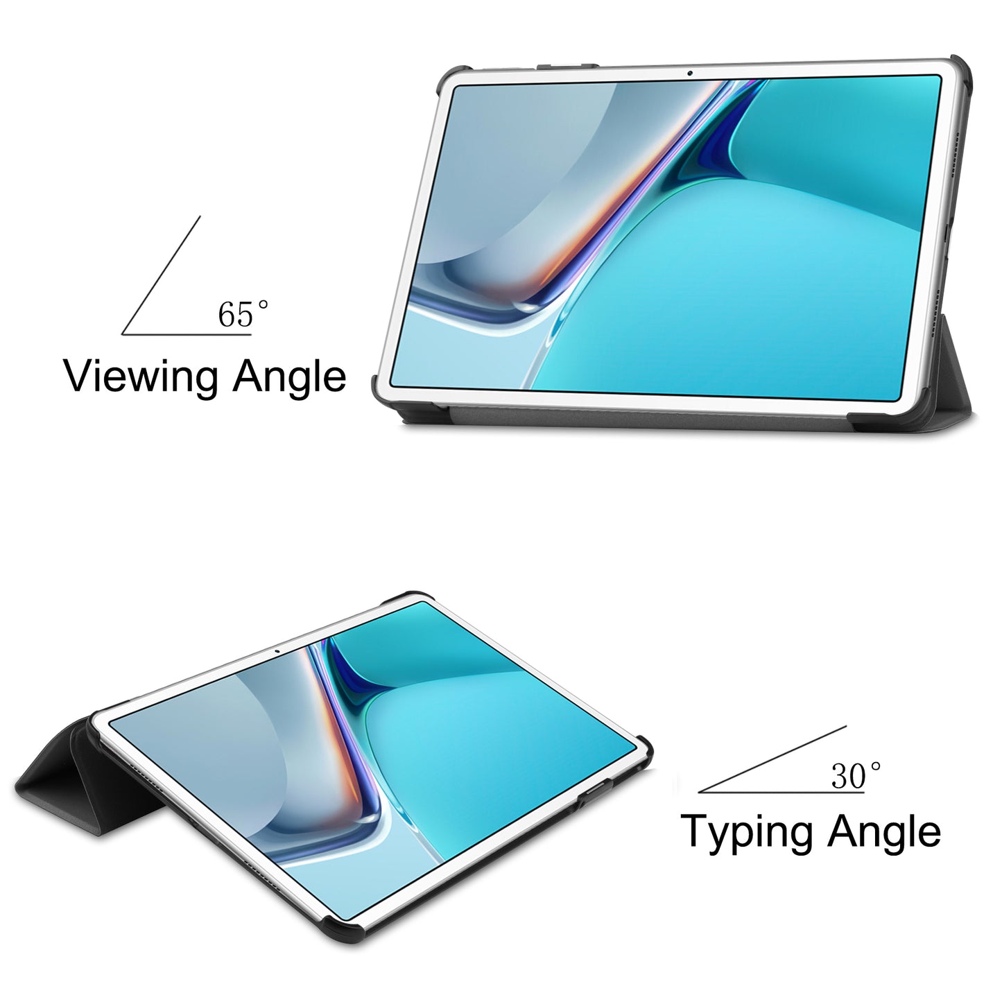 For Huawei MatePad 11 (2021) Protective Case Shockproof PU Leather Tablet Shell Three-fold Stand Cover Support Auto Wake/Sleep