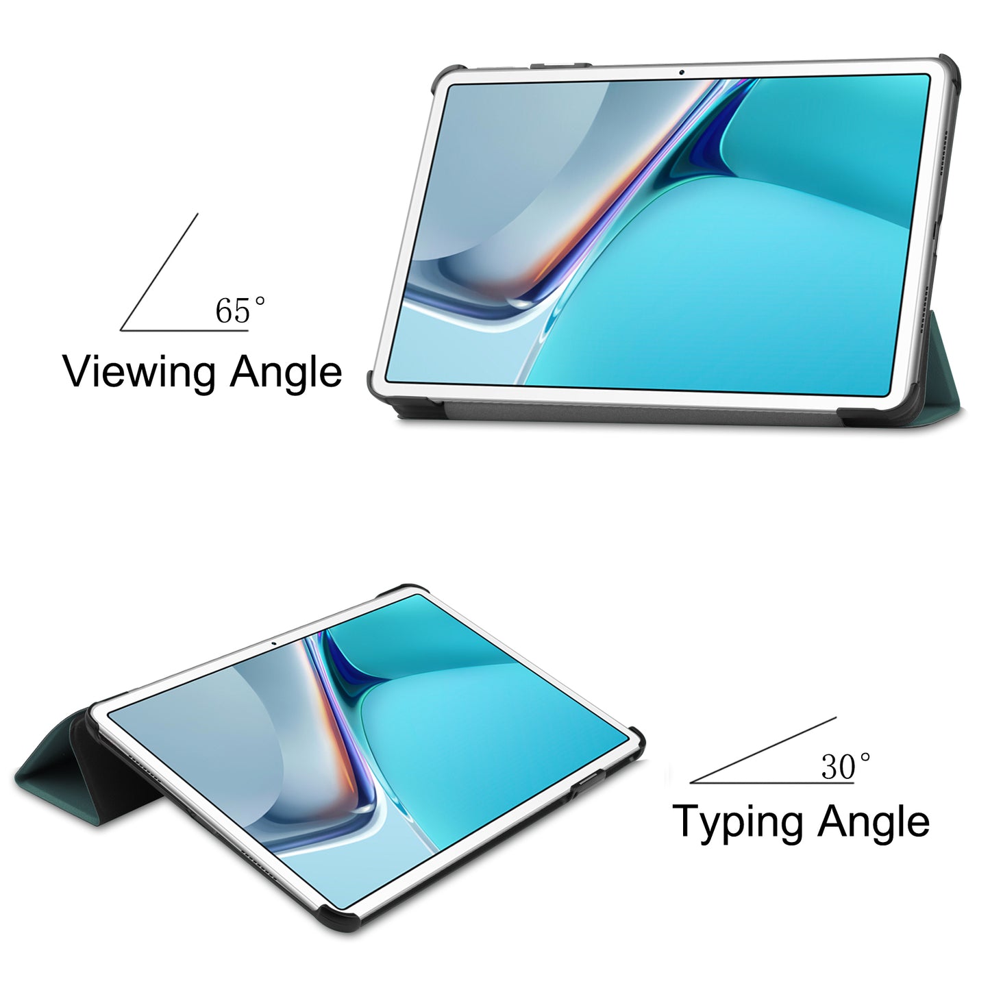 For Huawei MatePad 11 (2021) Protective Case Shockproof PU Leather Tablet Shell Three-fold Stand Cover Support Auto Wake/Sleep