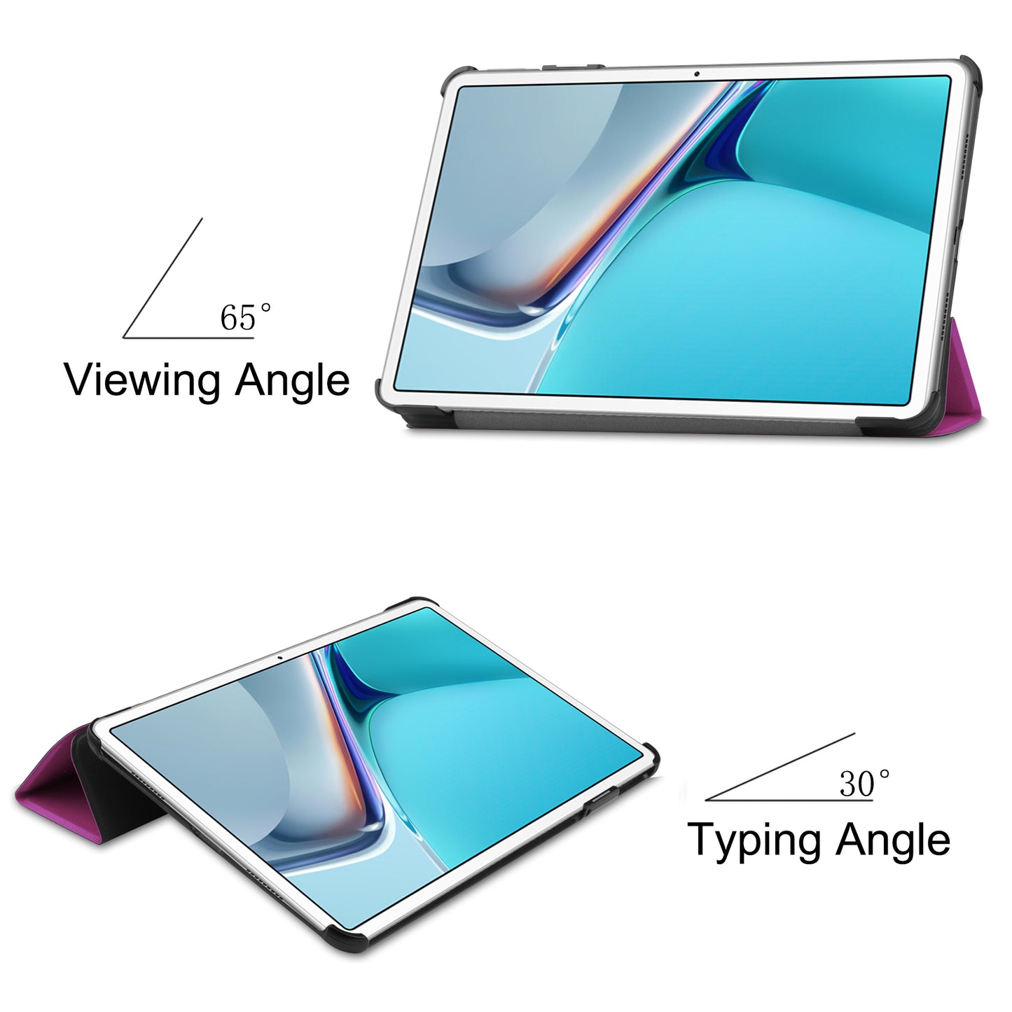 For Huawei MatePad 11 (2021) Protective Case Shockproof PU Leather Tablet Shell Three-fold Stand Cover Support Auto Wake/Sleep