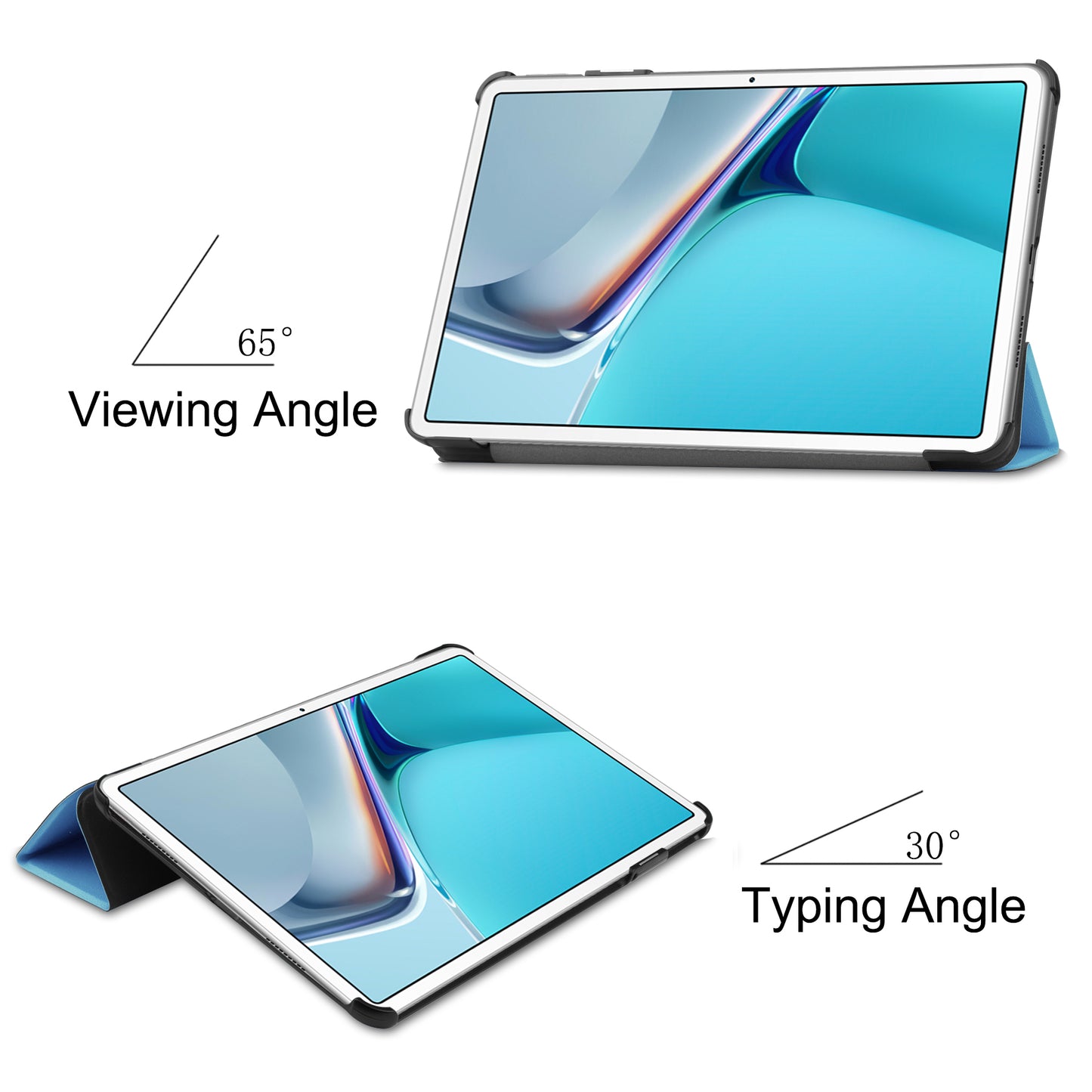 For Huawei MatePad 11 (2021) Protective Case Shockproof PU Leather Tablet Shell Three-fold Stand Cover Support Auto Wake/Sleep