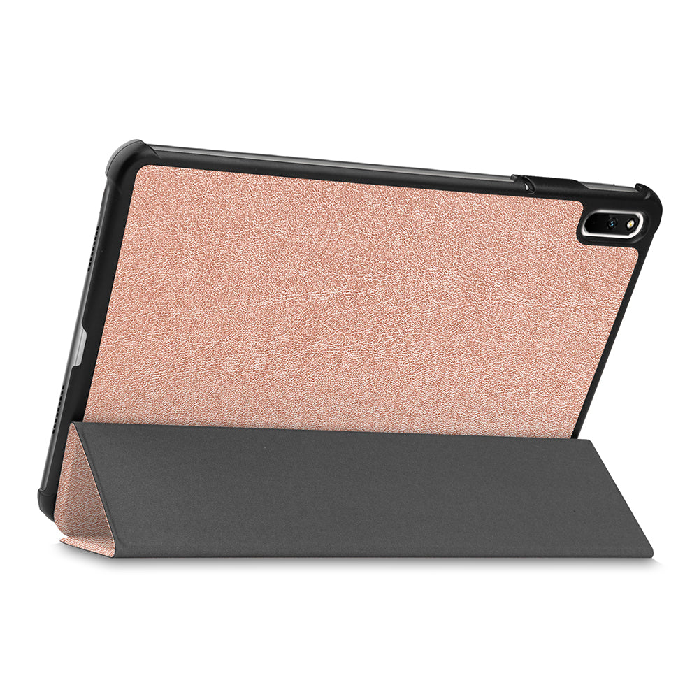 For Huawei MatePad 11 (2021) Protective Case Shockproof PU Leather Tablet Shell Three-fold Stand Cover Support Auto Wake/Sleep