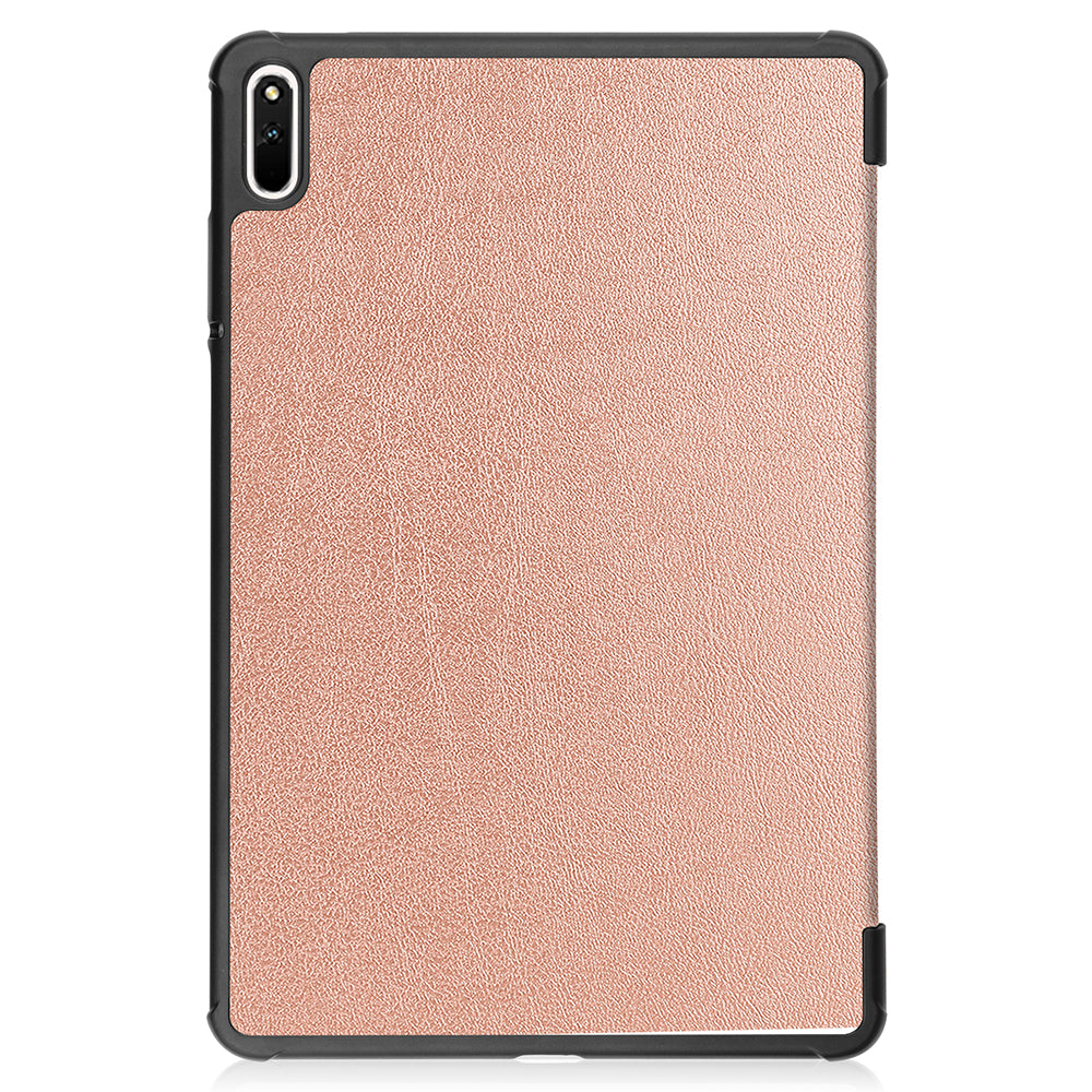 For Huawei MatePad 11 (2021) Protective Case Shockproof PU Leather Tablet Shell Three-fold Stand Cover Support Auto Wake/Sleep