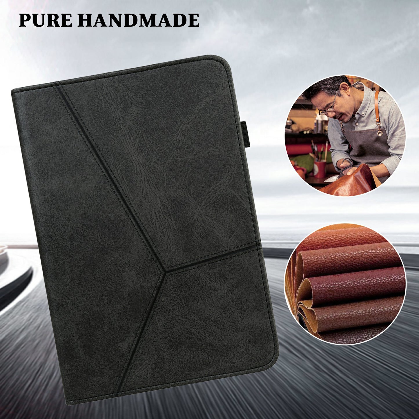 Stitching Line Design Leather Tablet Stand Cover with Card Holder for Huawei MediaPad T5 10.1