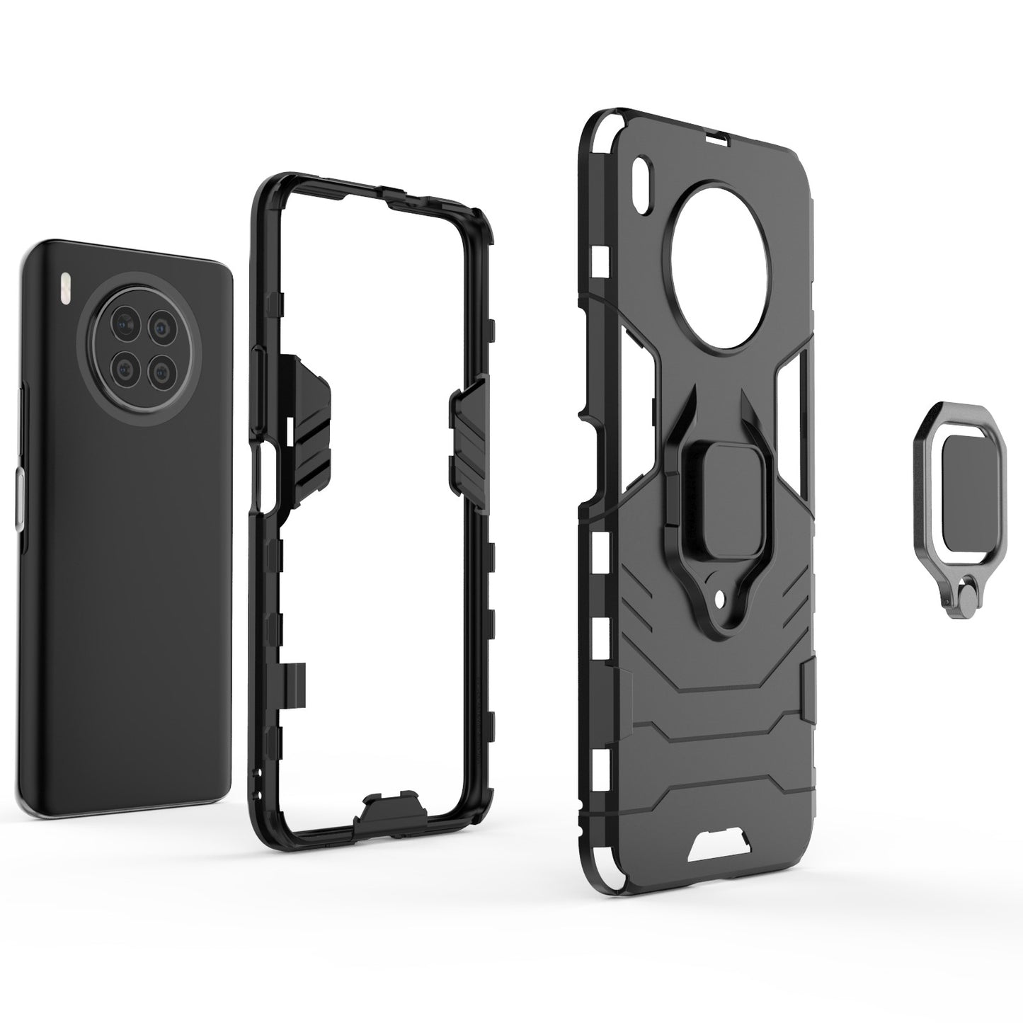 Ring Kickstand Hard PC Soft TPU Shockproof Protective Case for Huawei nova 8i (Global Version)/Honor 50 Lite