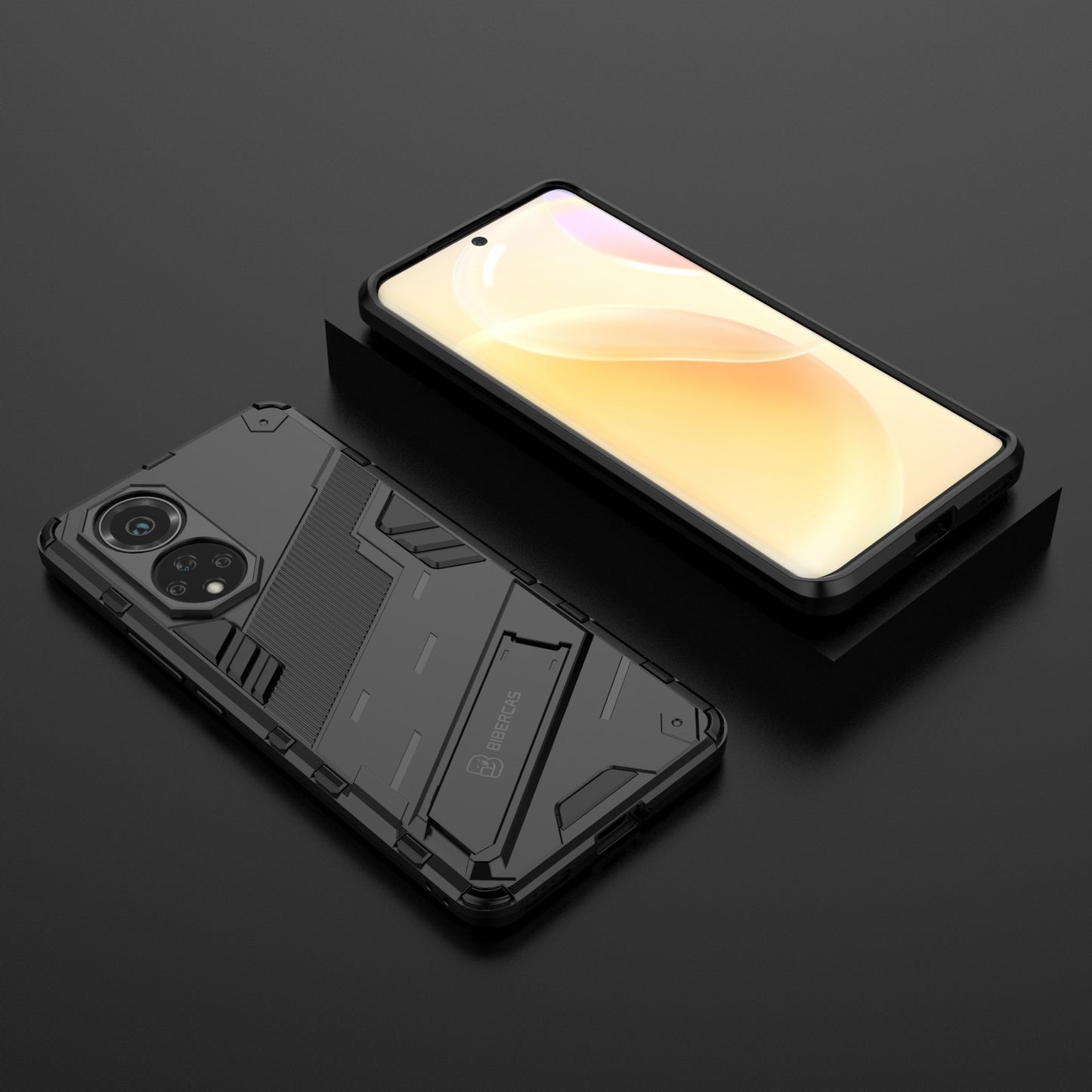 Kickstand Anti-Scratch Anti-Drop Stylish Dual Layer Hard PC Soft TPU Rugged Protective Phone Case for Huawei nova 9/ Honor 50