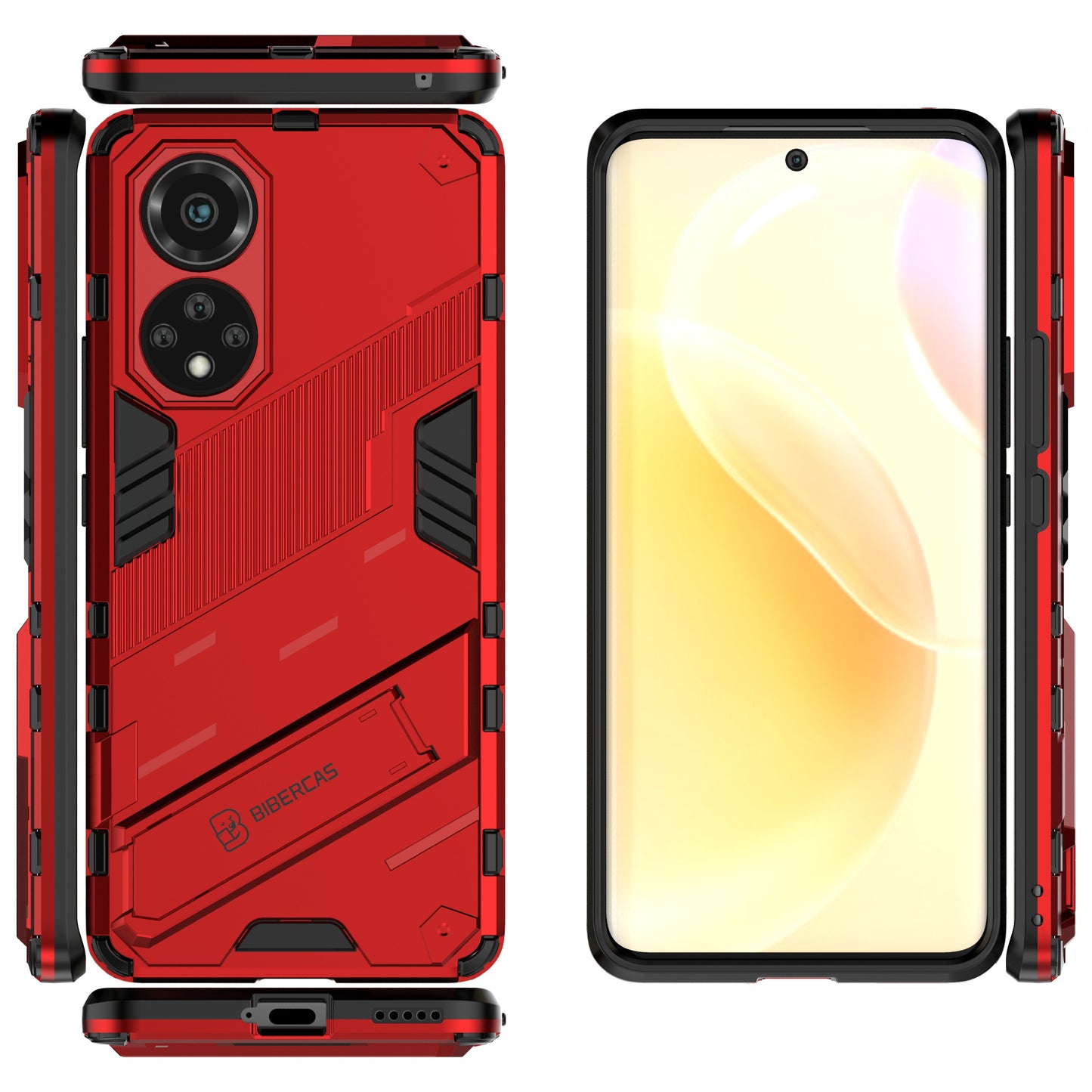 Kickstand Anti-Scratch Anti-Drop Stylish Dual Layer Hard PC Soft TPU Rugged Protective Phone Case for Huawei nova 9/ Honor 50