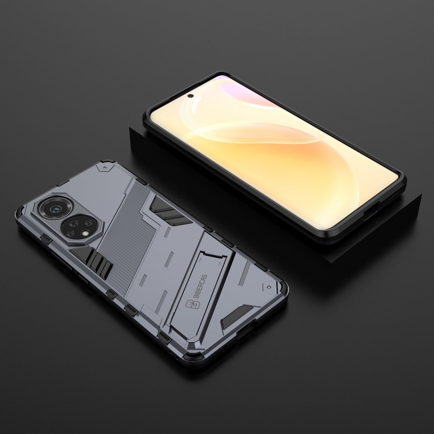 Kickstand Anti-Scratch Anti-Drop Stylish Dual Layer Hard PC Soft TPU Rugged Protective Phone Case for Huawei nova 9/ Honor 50